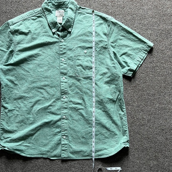 LL Bean Green Short Sleeve Button Down Shirt Mens XL Traditional Fit Casual Top - Picture 9 of 12